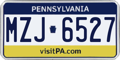 PA license plate MZJ6527