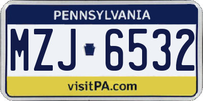 PA license plate MZJ6532