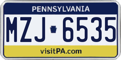 PA license plate MZJ6535
