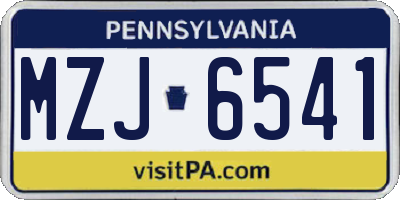 PA license plate MZJ6541