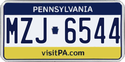 PA license plate MZJ6544