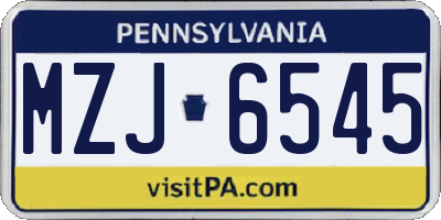 PA license plate MZJ6545