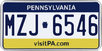 PA license plate MZJ6546