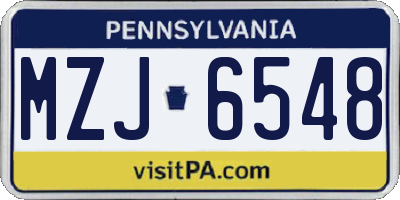 PA license plate MZJ6548