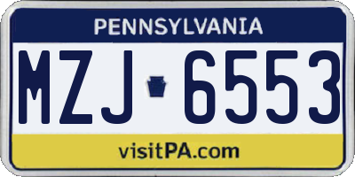 PA license plate MZJ6553