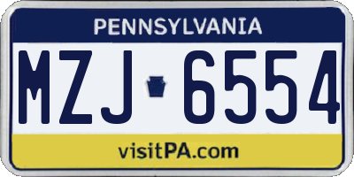 PA license plate MZJ6554