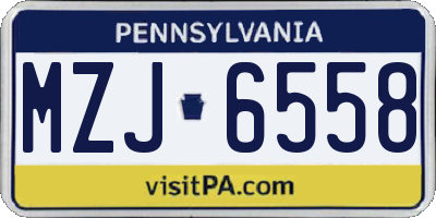 PA license plate MZJ6558
