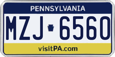 PA license plate MZJ6560