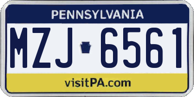 PA license plate MZJ6561
