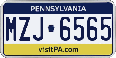 PA license plate MZJ6565