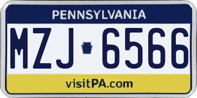 PA license plate MZJ6566