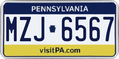 PA license plate MZJ6567