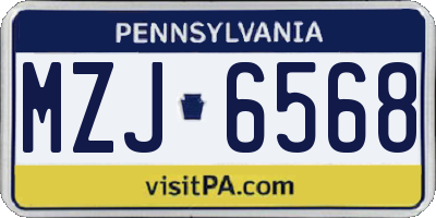 PA license plate MZJ6568