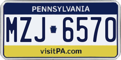 PA license plate MZJ6570
