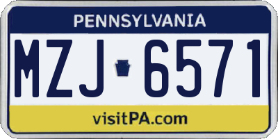 PA license plate MZJ6571