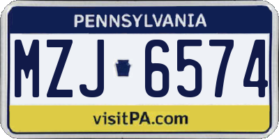 PA license plate MZJ6574