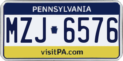 PA license plate MZJ6576