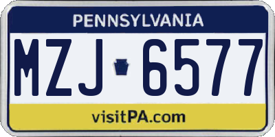 PA license plate MZJ6577