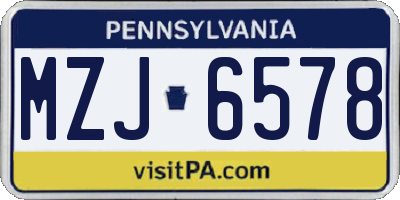 PA license plate MZJ6578