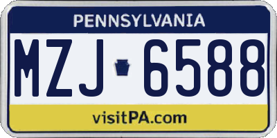PA license plate MZJ6588