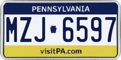 PA license plate MZJ6597