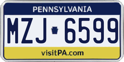 PA license plate MZJ6599