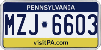 PA license plate MZJ6603