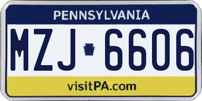 PA license plate MZJ6606