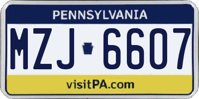 PA license plate MZJ6607