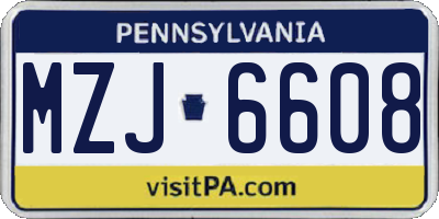 PA license plate MZJ6608
