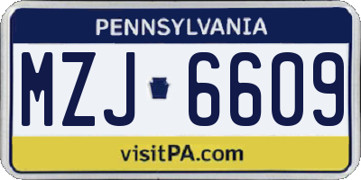 PA license plate MZJ6609