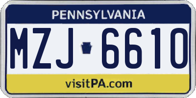 PA license plate MZJ6610