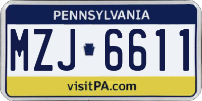 PA license plate MZJ6611