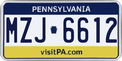 PA license plate MZJ6612