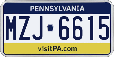 PA license plate MZJ6615