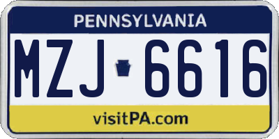 PA license plate MZJ6616