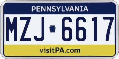 PA license plate MZJ6617