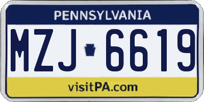 PA license plate MZJ6619