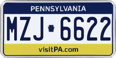 PA license plate MZJ6622