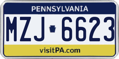 PA license plate MZJ6623