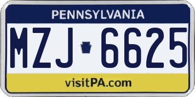 PA license plate MZJ6625