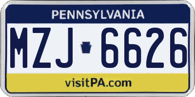 PA license plate MZJ6626