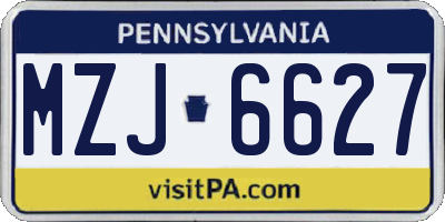 PA license plate MZJ6627