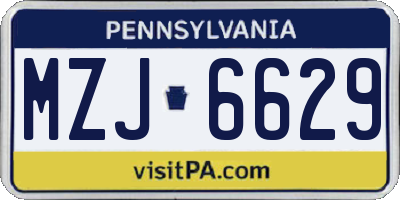 PA license plate MZJ6629