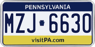 PA license plate MZJ6630