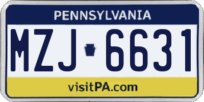 PA license plate MZJ6631