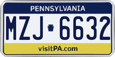 PA license plate MZJ6632
