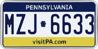 PA license plate MZJ6633