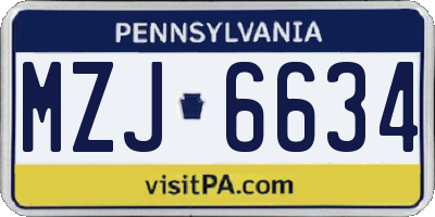 PA license plate MZJ6634