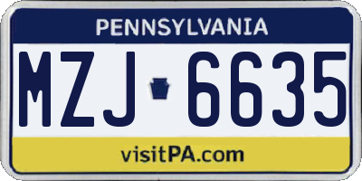 PA license plate MZJ6635